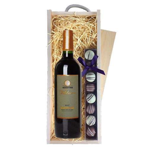 Valduero Crianza 75cl Red Wine & Truffles, Wooden Box